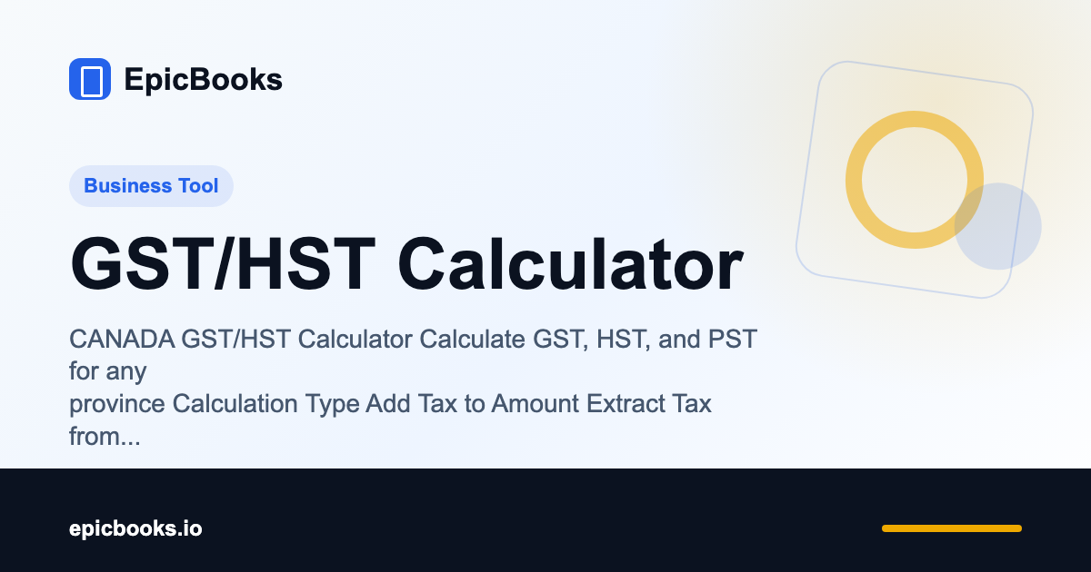 GST/HST Calculator - EpicBooks